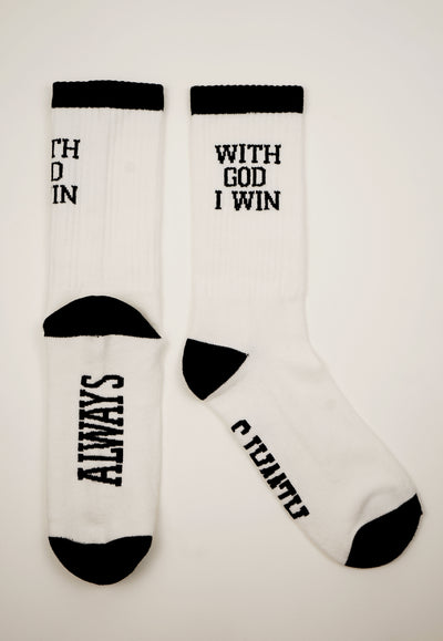 With God I Win Socks- White